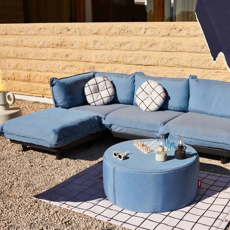Fatboy Paletti 3-seat sofa with footstool, storm blue - DesertRiver.shop