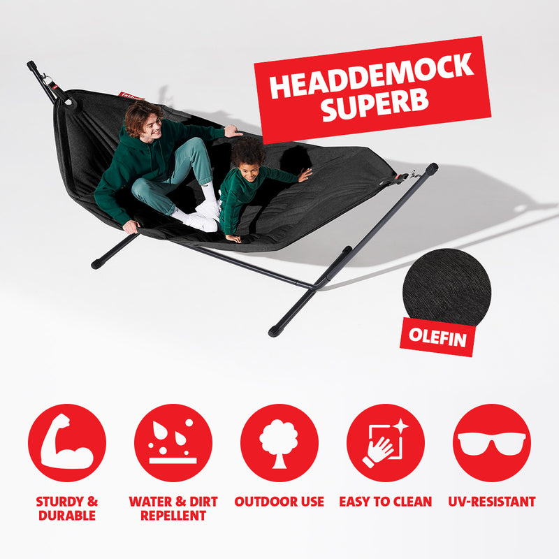 Fatboy Superb Hammock with Pillow and Black Frame (Thunder)- 50% OFF