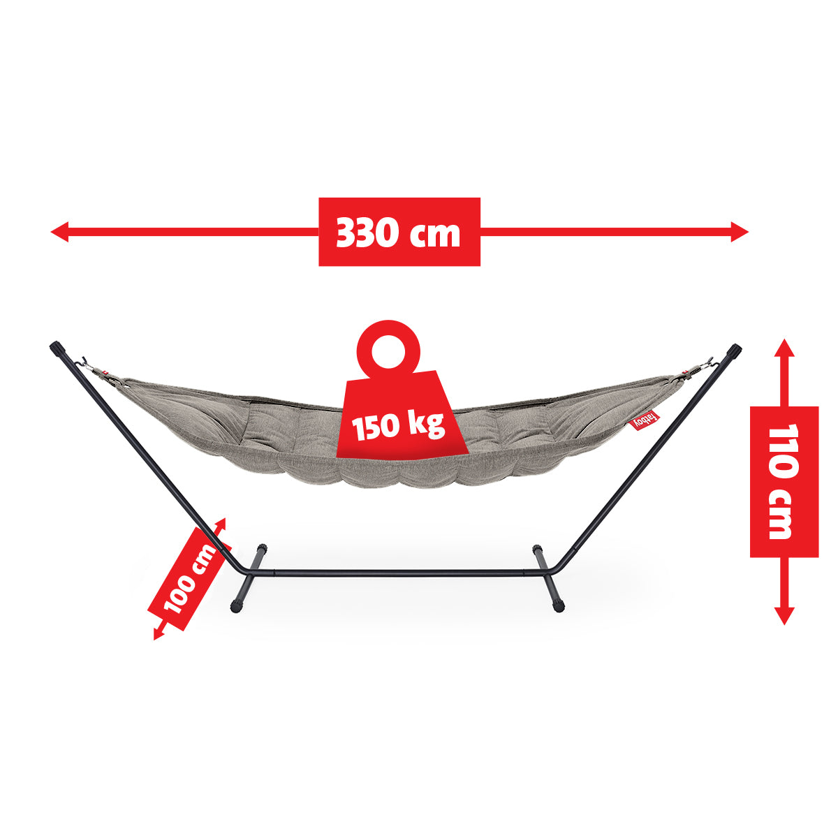 Black PVC Coated Metal Stand for Grey Taupe Hammock Swing