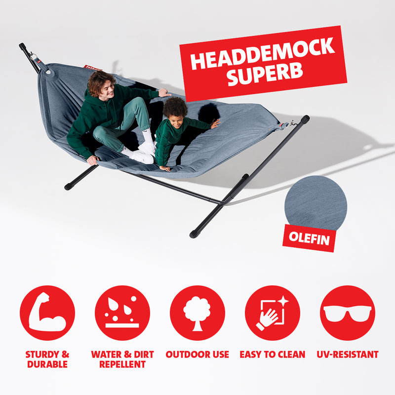 Fatboy Hammock Superb with Black Frame (Storm Blue)