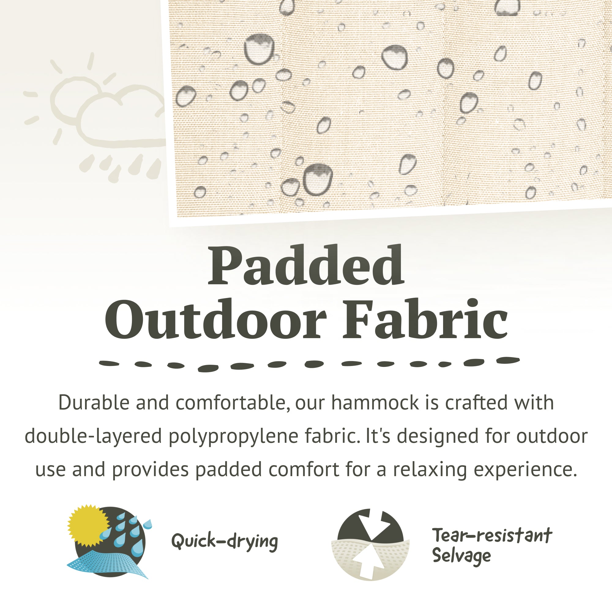 LA SIESTA Alabama Hammock Swings are made with padded outdoor fabric