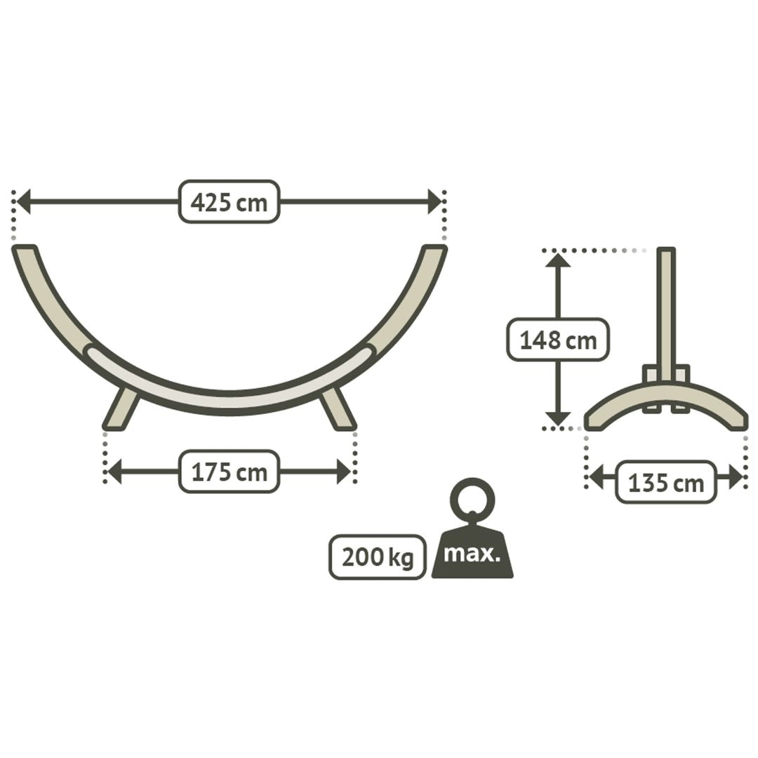 LA SIESTA Brisa Kingsize Classic Swing Hammock with Wooden Stand (Size XL - 180 cm)