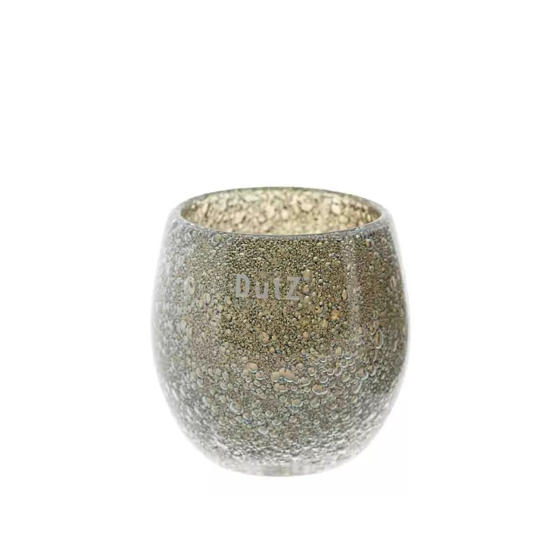 Close-up of DutZ Hurricane Diva Candle Holder in amber mouth-blown glass with bubble texture, perfect for candles or decorative display. Available at Desert River Shop.