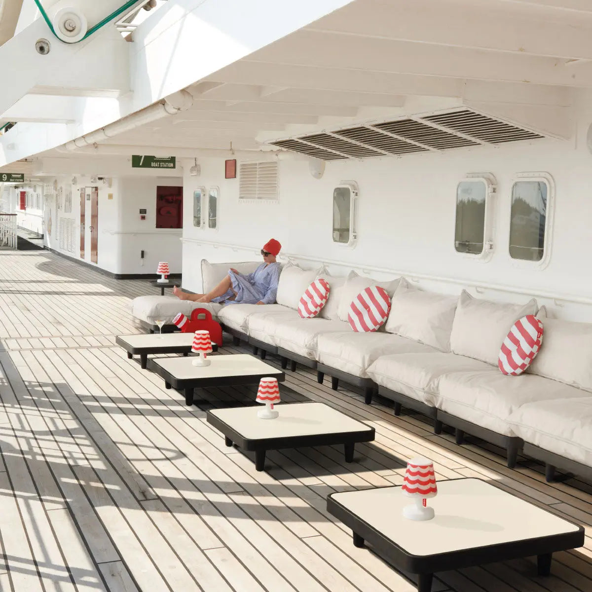 Fatboy Circle outdoor cushion, stripe - DesertRiver.shop