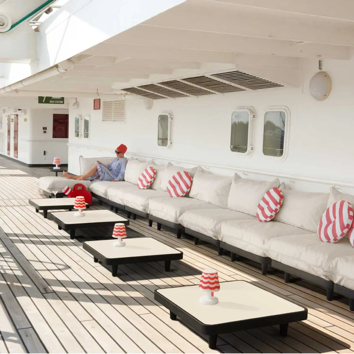 Fatboy Paletti 2-seat sofa with footstool, mist - DesertRiver.shop