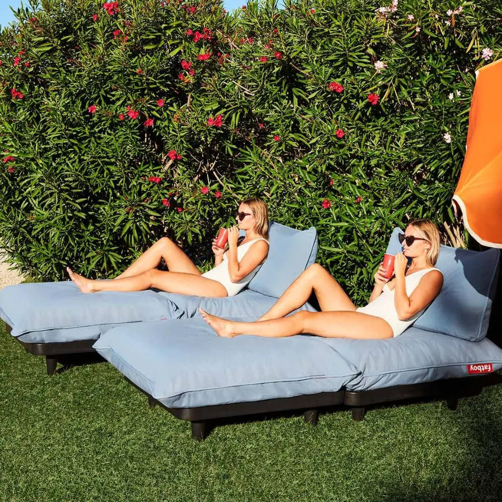 Fatboy Paletti 2-seat sofa with footstool, storm blue - DesertRiver.shop