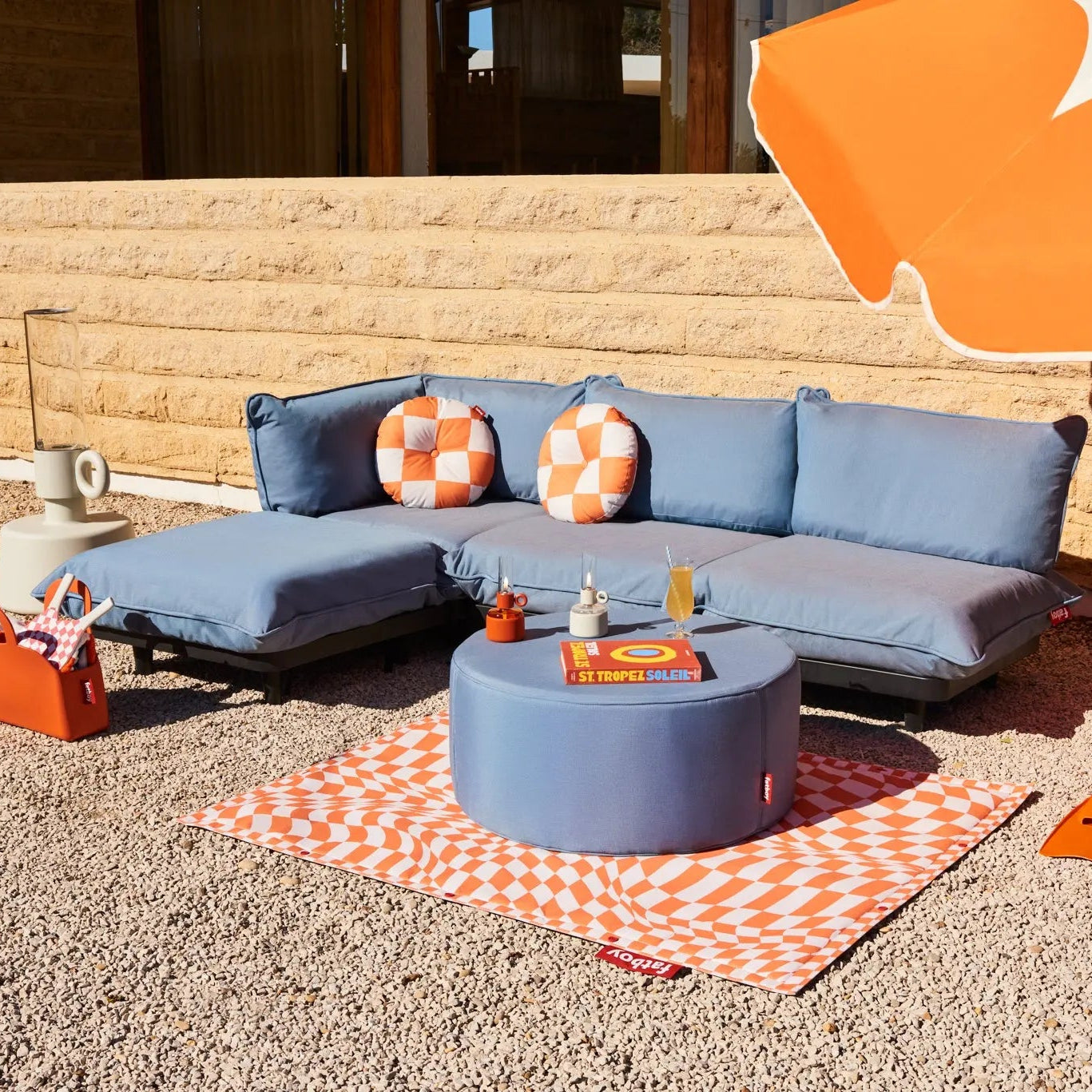 Fatboy Paletti sofa corner section, storm blue - DesertRiver.shop