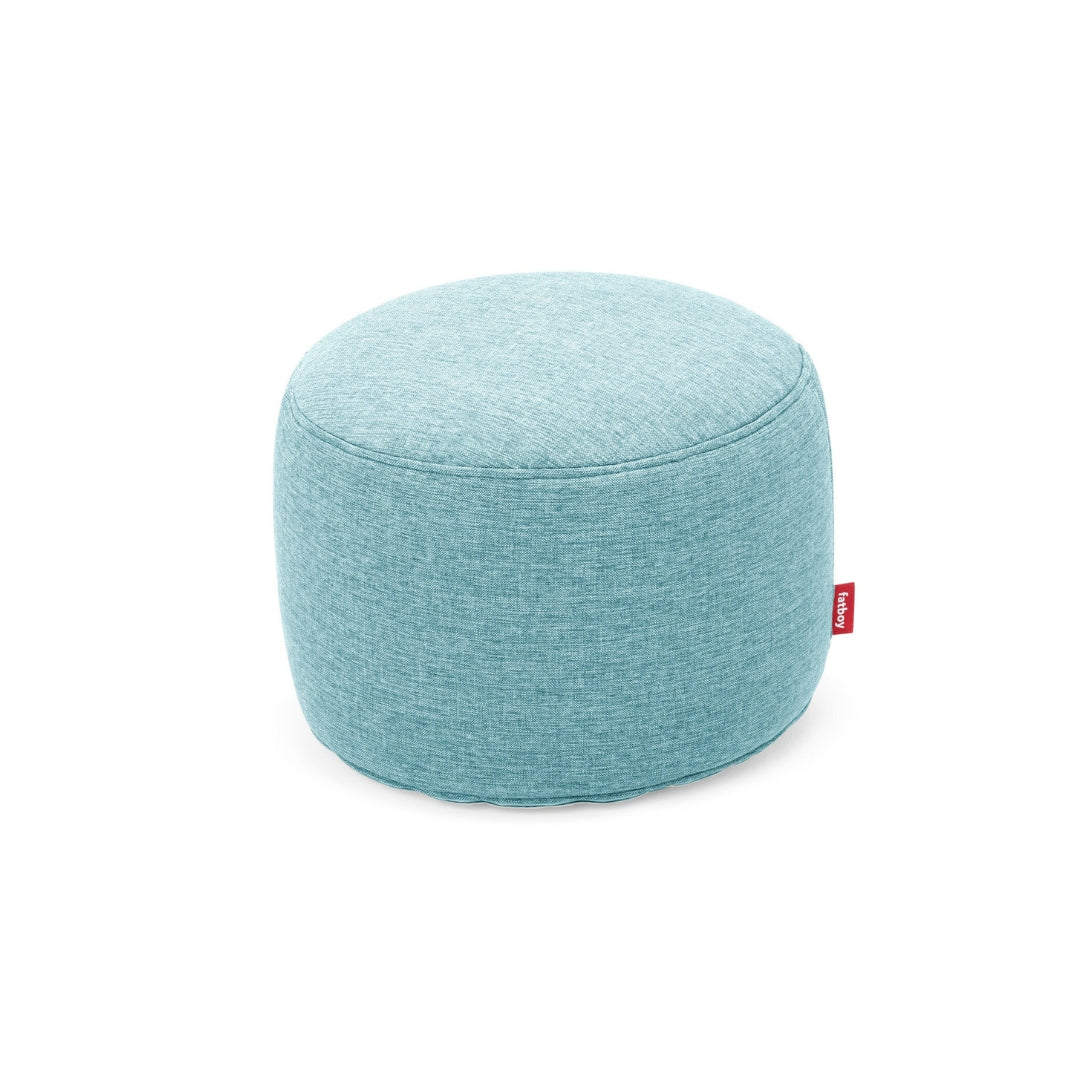 Compact Fatboy Point Outdoor Pouf in Pacific Blue, round weatherproof seat for patios or balconies, available at Desert River Shop.