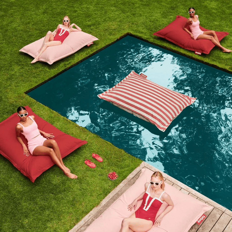 Fatboy Original outdoor bean bags are adjustable and compatible with many surfaces, even on water.