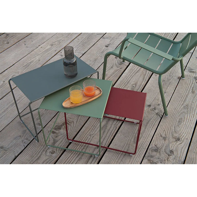 Fermob Oulala set of 3 nesting tables, deep blue/acapulco blue/red ochre - DesertRiver.shop