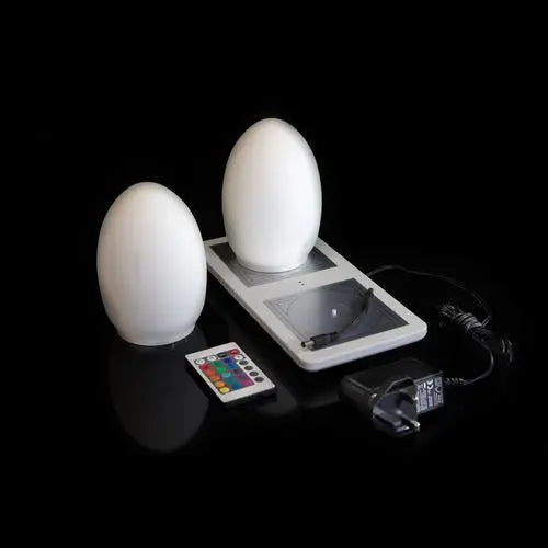 Filini Classic Egg Speckle LED table lamp, red, set of 2 Filini
