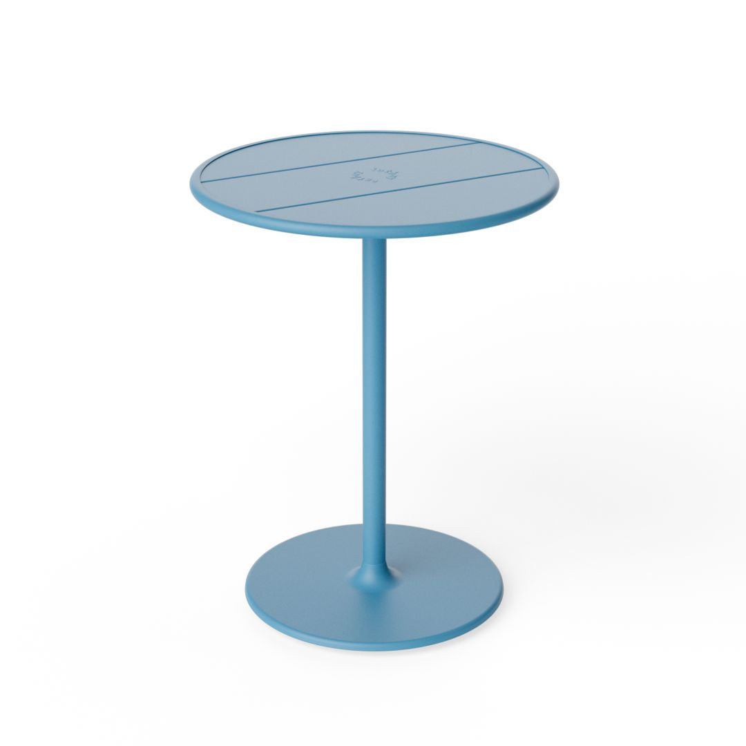 Compact round Fatboy Fred’s Bistreau table in blue, available from Desert River Shop