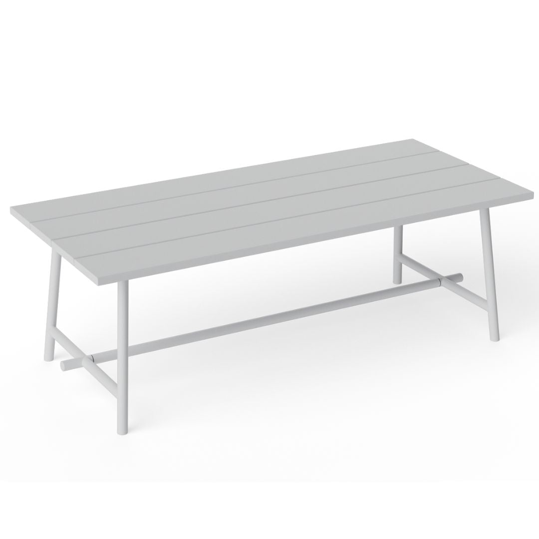 Spacious 6-seater Fatboy Fred’s outdoor dining table in light grey, available at Desert River Shop