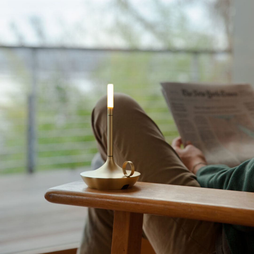 Graypants Wick Small Portable Table Lamp (Brass)