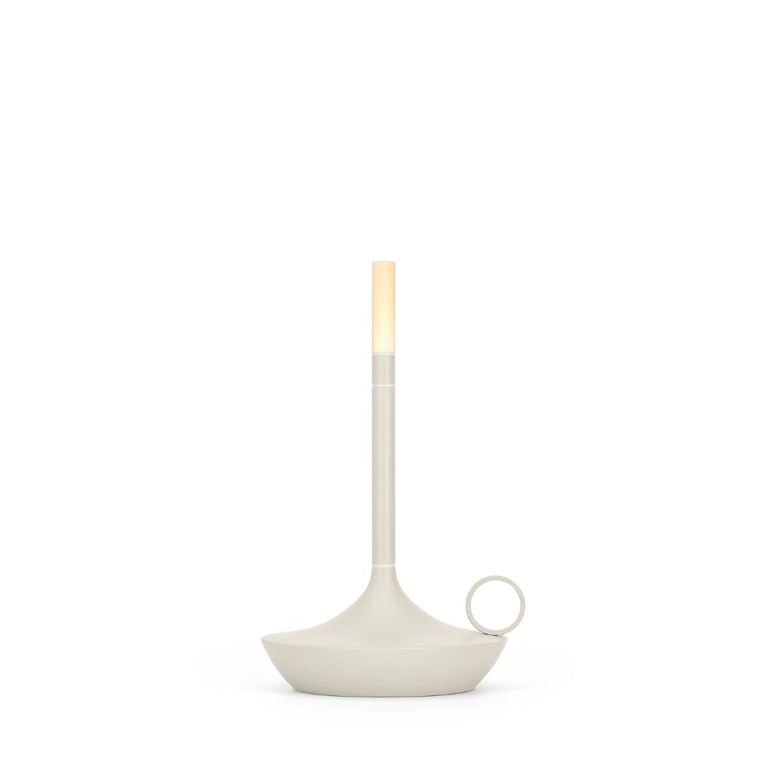 Graypants Wick Small Portable Table Lamp in Mist Gray, sleek and soft-glow light from Table Lights.
