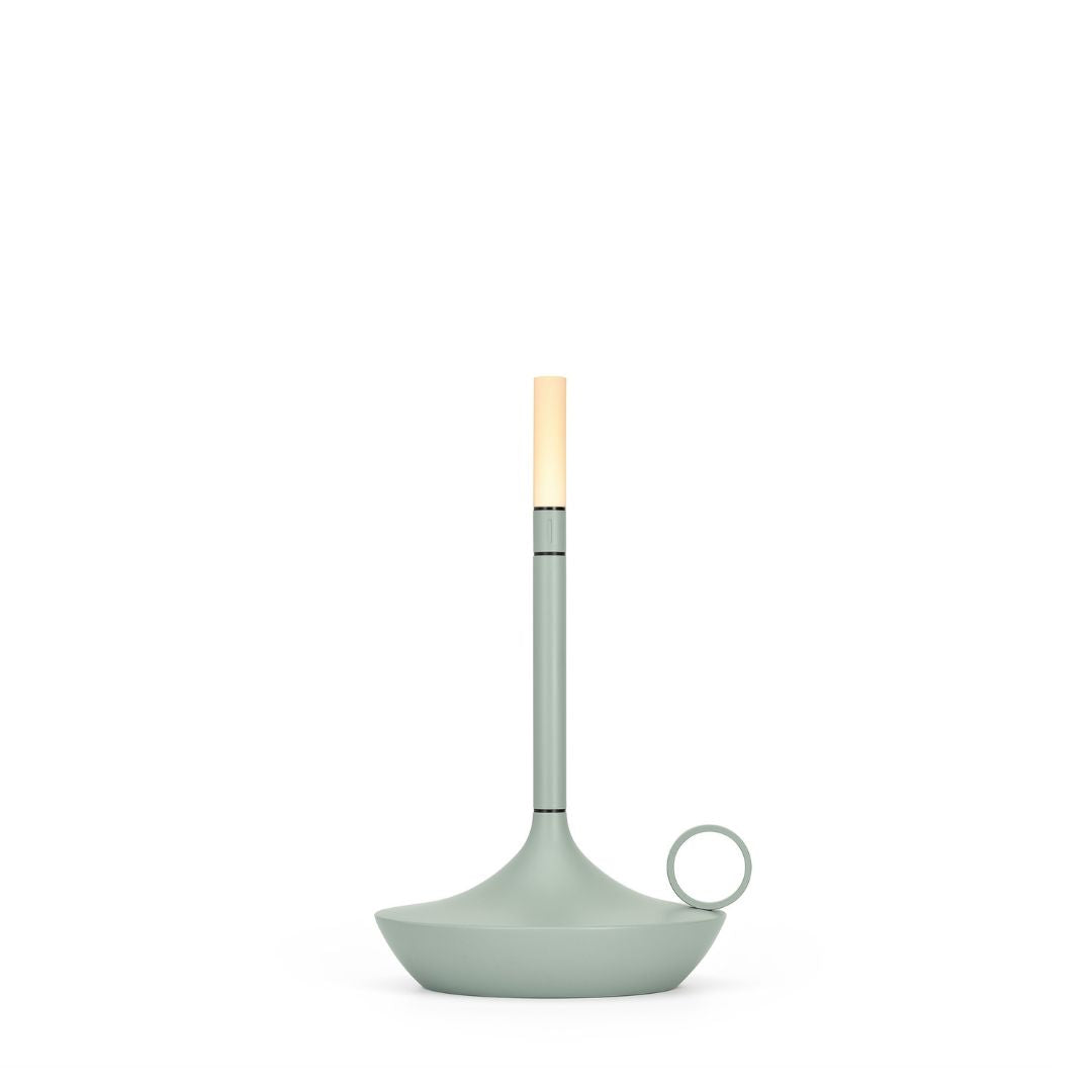 Compact Graypants Wick Small Table Lamp in Sage Green, portable and elegant, from Table Lights.