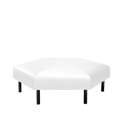 Hexagon ottoman pearl white leather Desert River Rentals