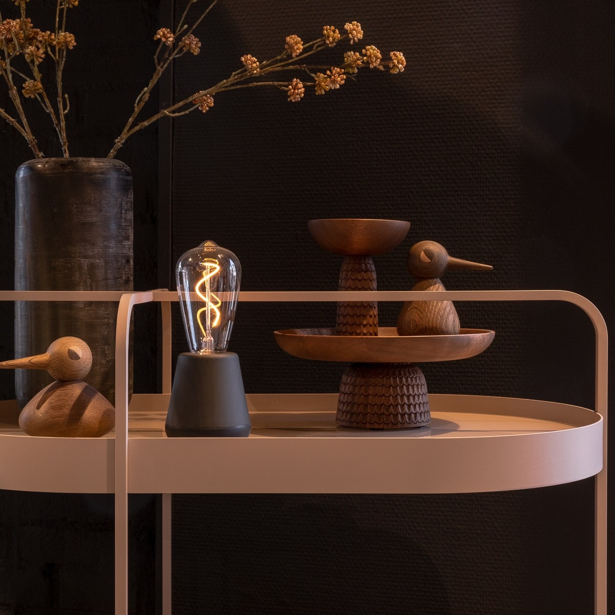 Humble One table lamp, Black wood