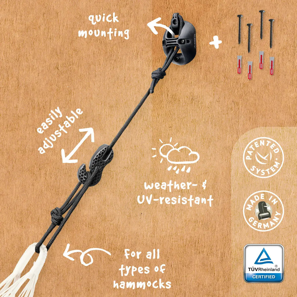 LA SIESTA CasaMount multipurpose wall-mount suspension set for hammock - DesertRiver.shop