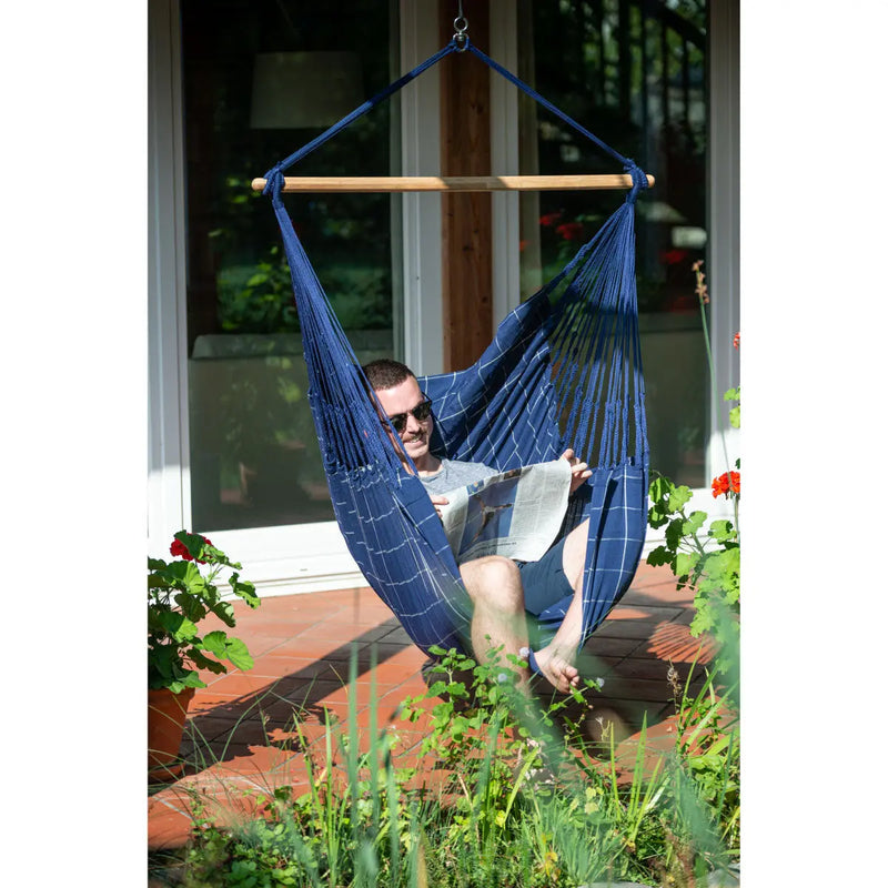 LA SIESTA Domingo Marine weather-resistant outdoor hammock chair, single - DesertRiver.shop