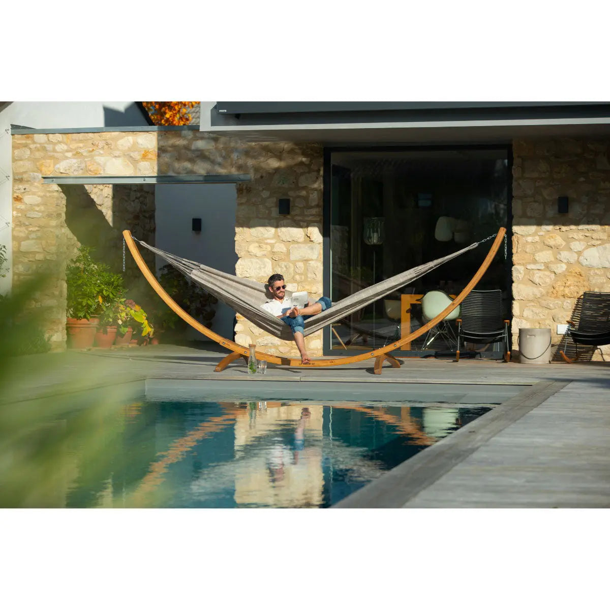 LA SIESTA Elipso Nature wooden stand for kingsize hammock - DesertRiver.shop