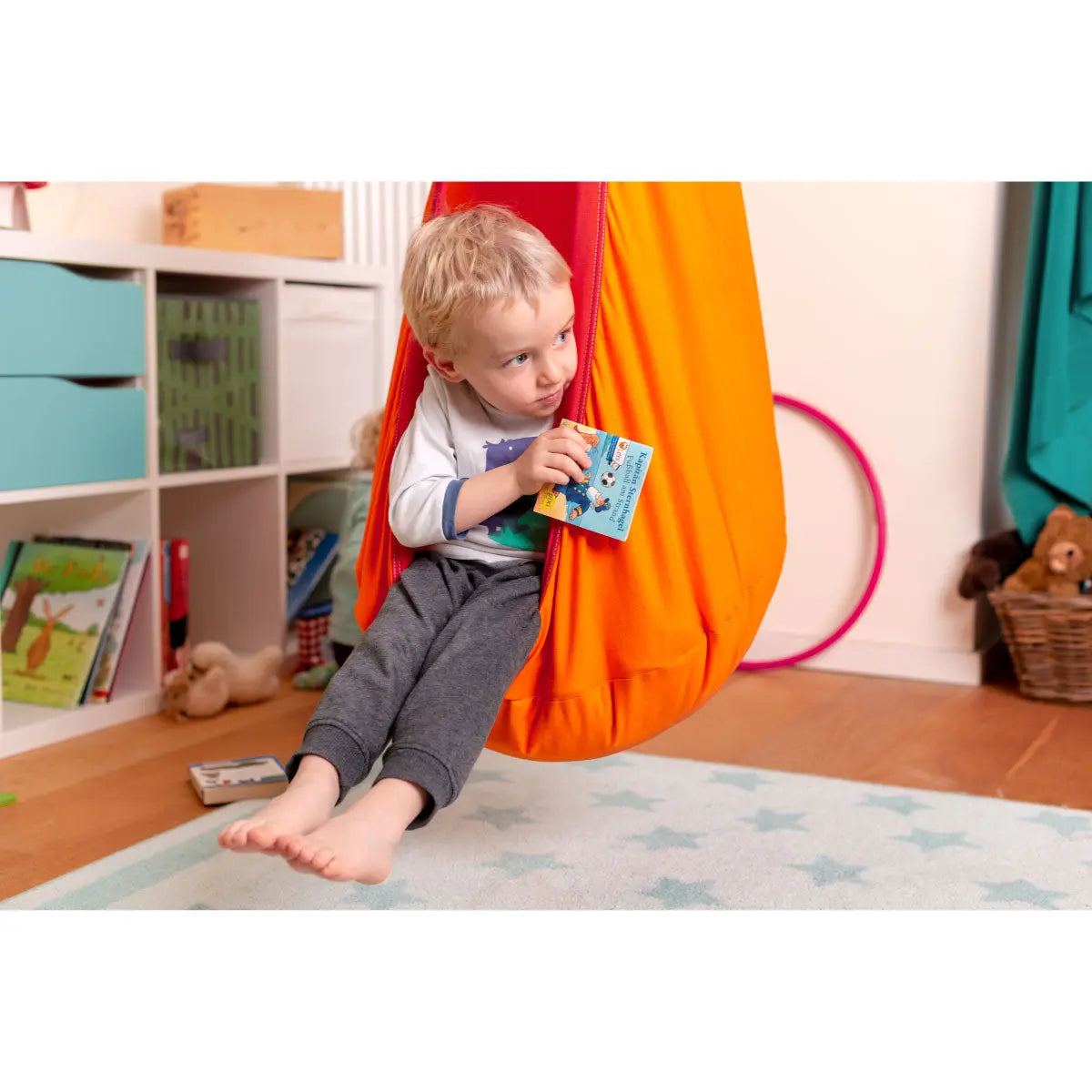 LA SIESTA Joki organic cotton kids hanging nest with suspension kit, indoor use - DesertRiver.shop