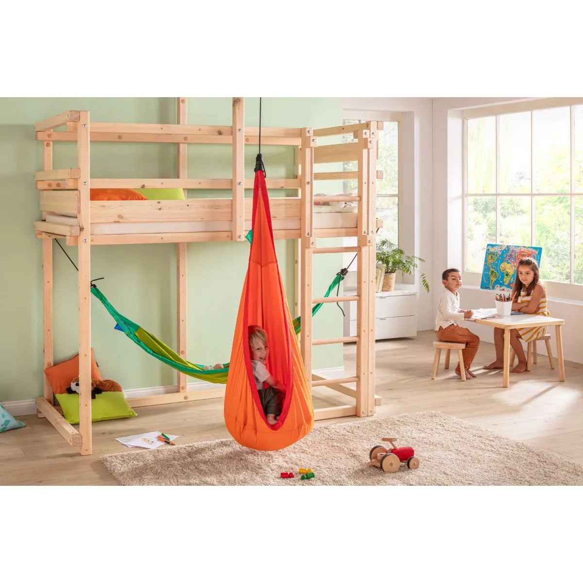 LA SIESTA Joki organic cotton kids hanging nest with suspension kit, indoor use - DesertRiver.shop
