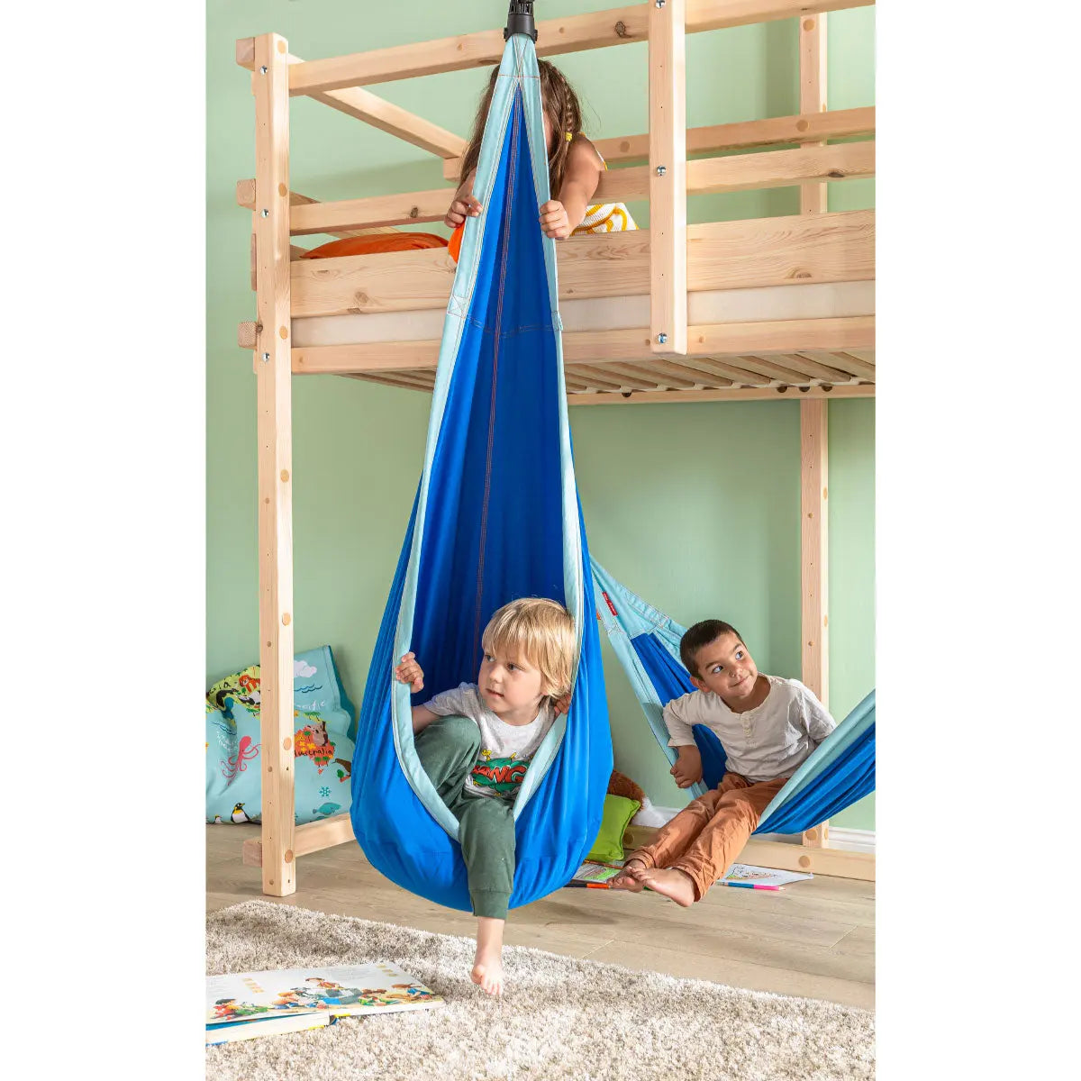LA SIESTA Joki organic cotton kids hanging nest with suspension kit, indoor use - DesertRiver.shop
