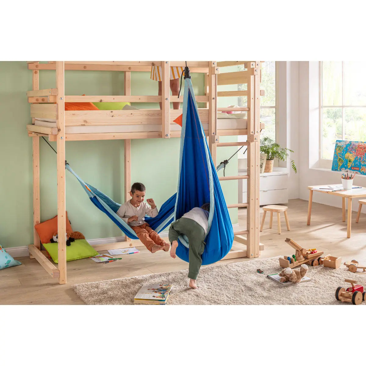 LA SIESTA Joki organic cotton kids hanging nest with suspension kit, indoor use - DesertRiver.shop