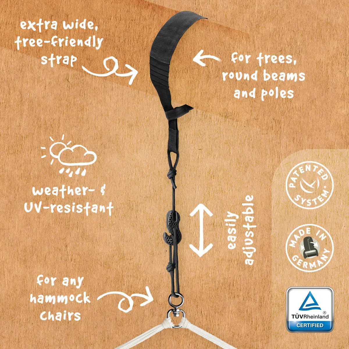 LA SIESTA TreeMount tree & pole suspension set for hammock chair - DesertRiver.shop
