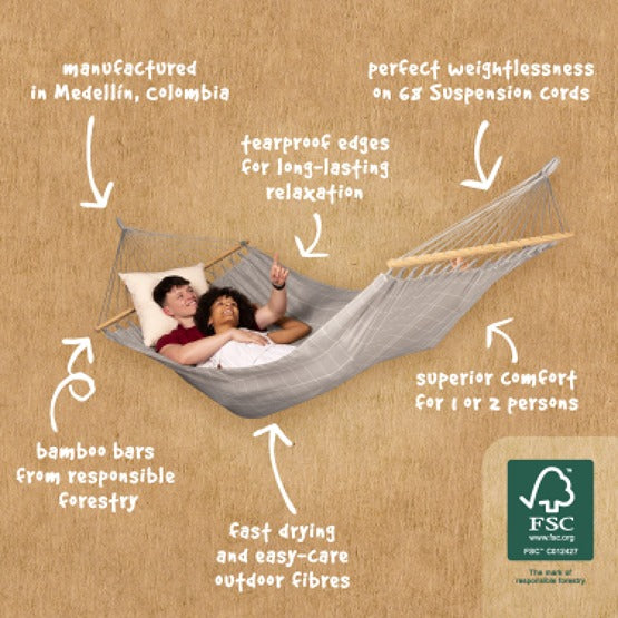 LA SIESTA Alisio spreader bar hammock for outdoor, double - DesertRiver.shop