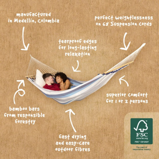 LA SIESTA Alisio spreader bar hammock for outdoor, double - DesertRiver.shop