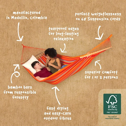 LA SIESTA Alisio spreader bar hammock for outdoor, double - DesertRiver.shop