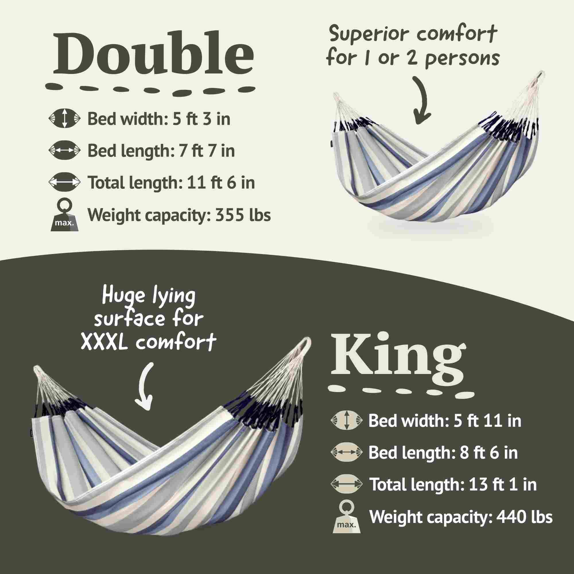 LA SIESTA Brisa classic swing hammock, kingsize (180 cm width) - DesertRiver.shop