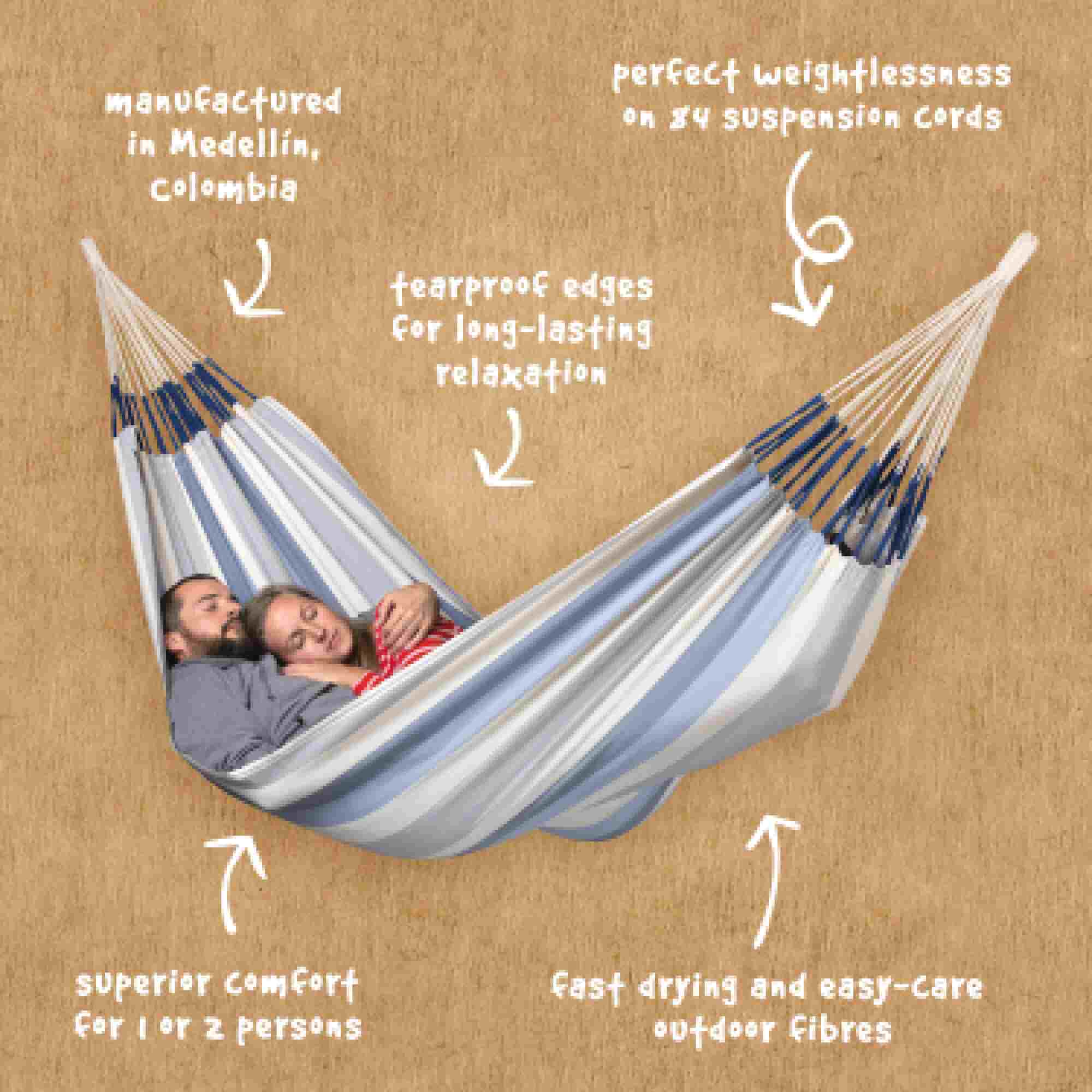 LA SIESTA Brisa classic swing hammock, kingsize (180 cm width) - DesertRiver.shop