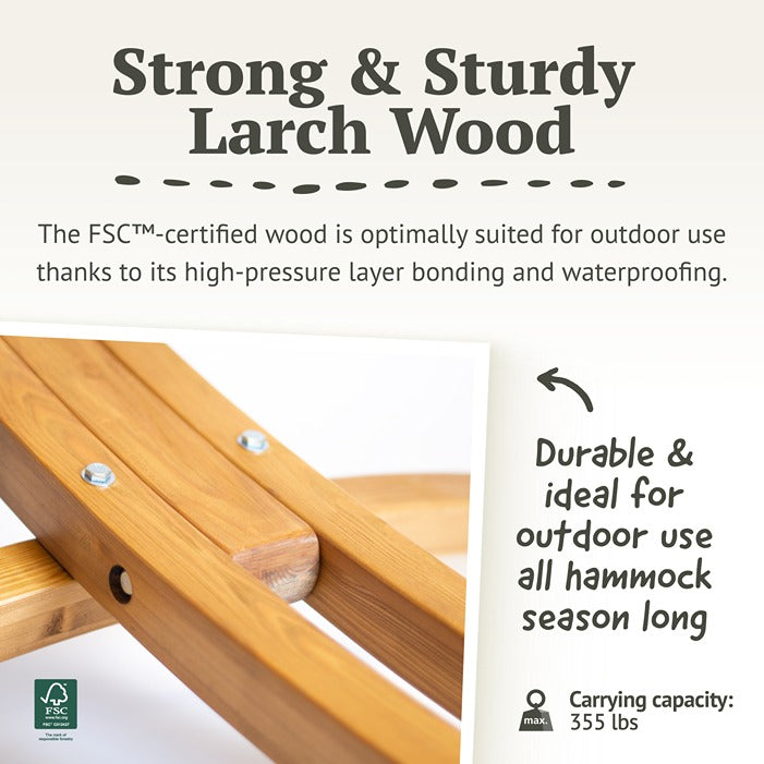 LA SIESTA Elipso Nature wooden stand for double hammock - DesertRiver.shop