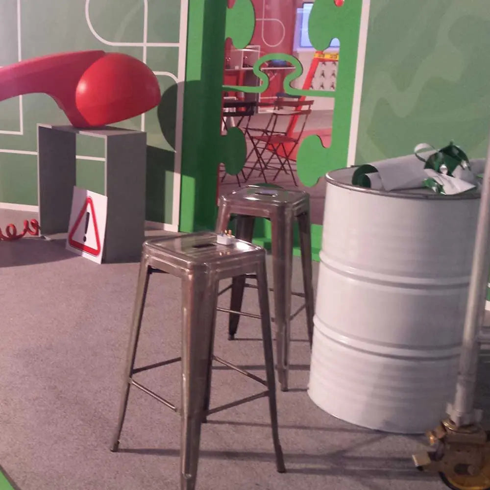 Oil drum table white Desert River Rentals