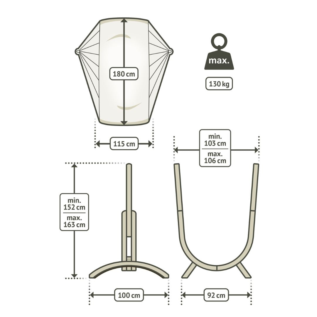 LA SIESTA Udine Organic Outdoor Hammock Chair and Stand (W 115 cm)