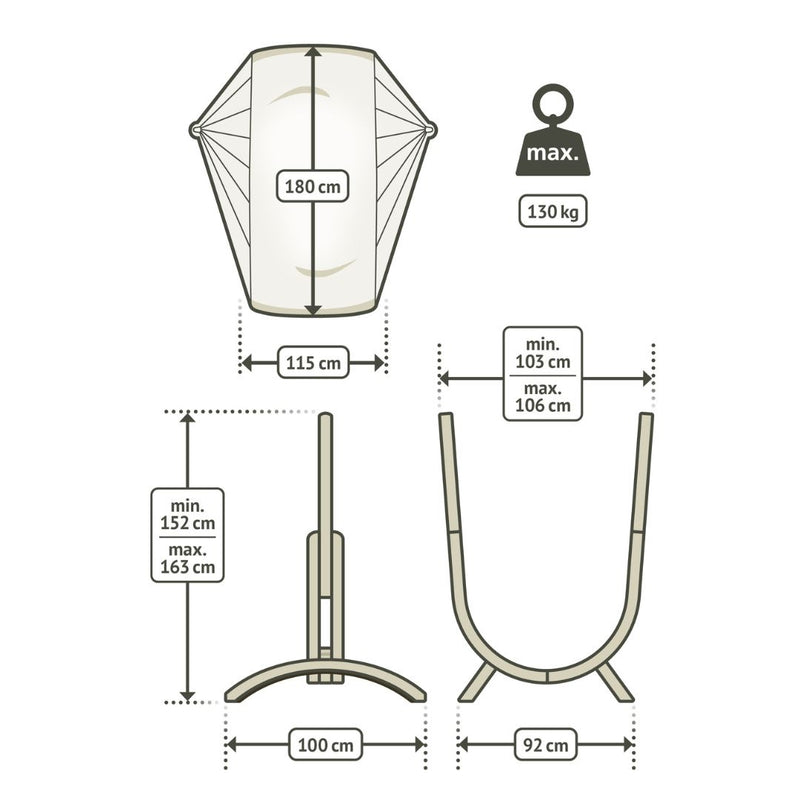 LA SIESTA Udine Organic Outdoor Hammock Chair and Stand (W 115 cm)
