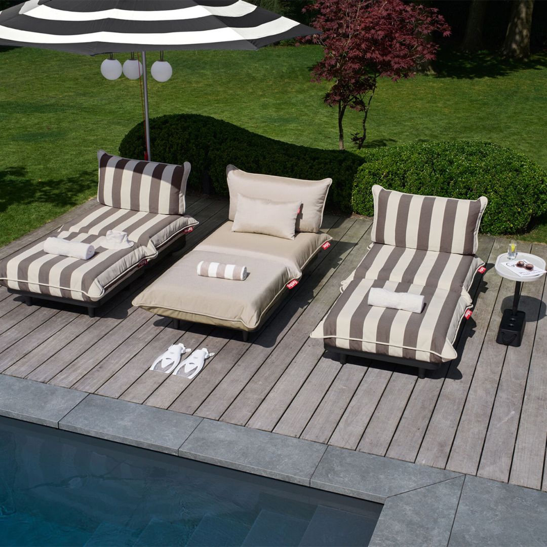 Fatboy Paletti 2-Seater Outdoor Sofa with Footstool (Stripe Cacao)