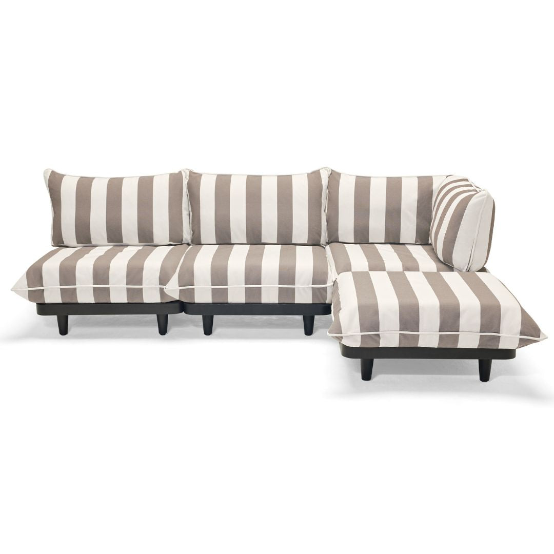 Fatboy Paletti 3-seater outdoor sofa with footstool in Stripe Cacao, from Desert River Shop