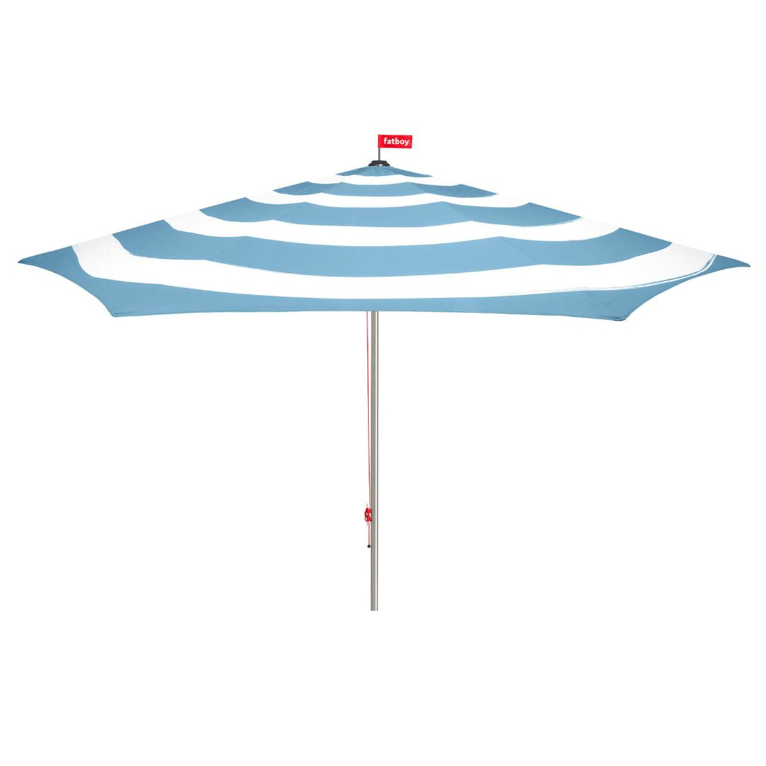 Fatboy Stripesol parasol and umbrella with blue and white stripes, available at Desert River Shop.