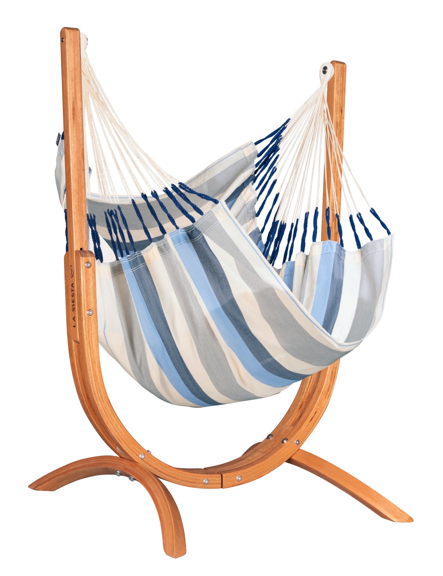 LA SIESTA Udine Organic Outdoor Hammock Chair with Stand (W 115 cm) - Blue Zebra