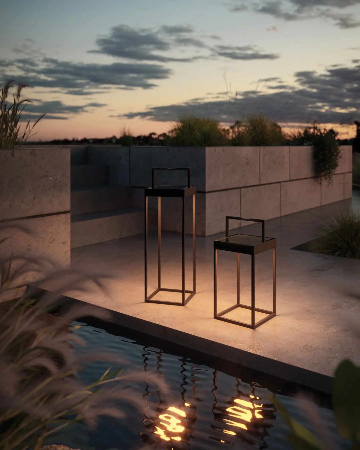 Villeroy & Boch Cannes Lanterns as outdoor lighting in a patio setup.